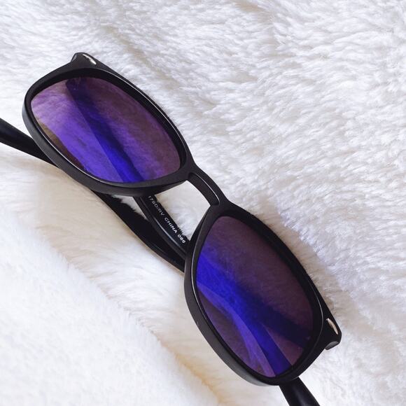 Maura Blue Oversized Oval Horn Rims Sunglasses - Picture 2 of 14